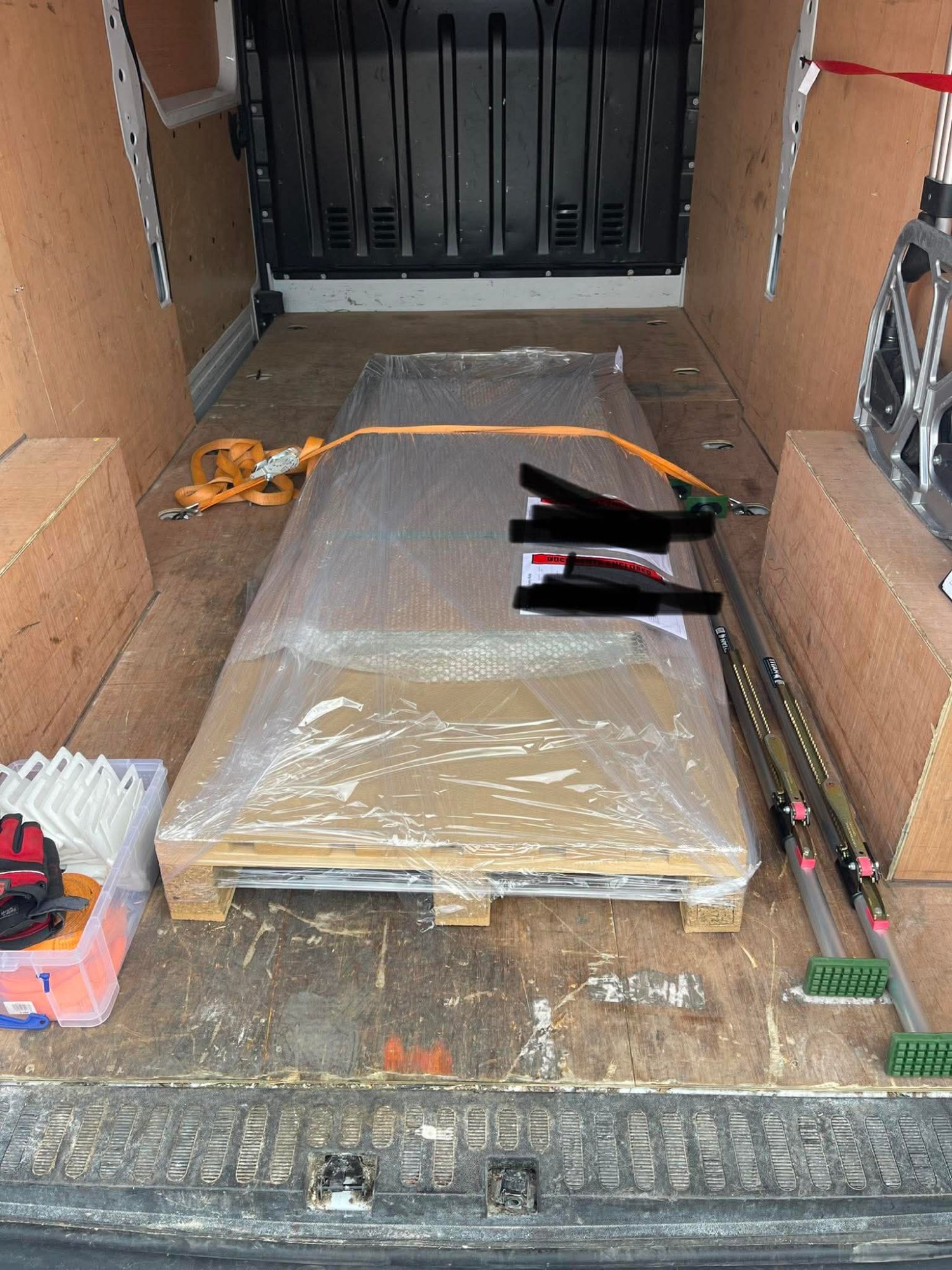 Secured load in van