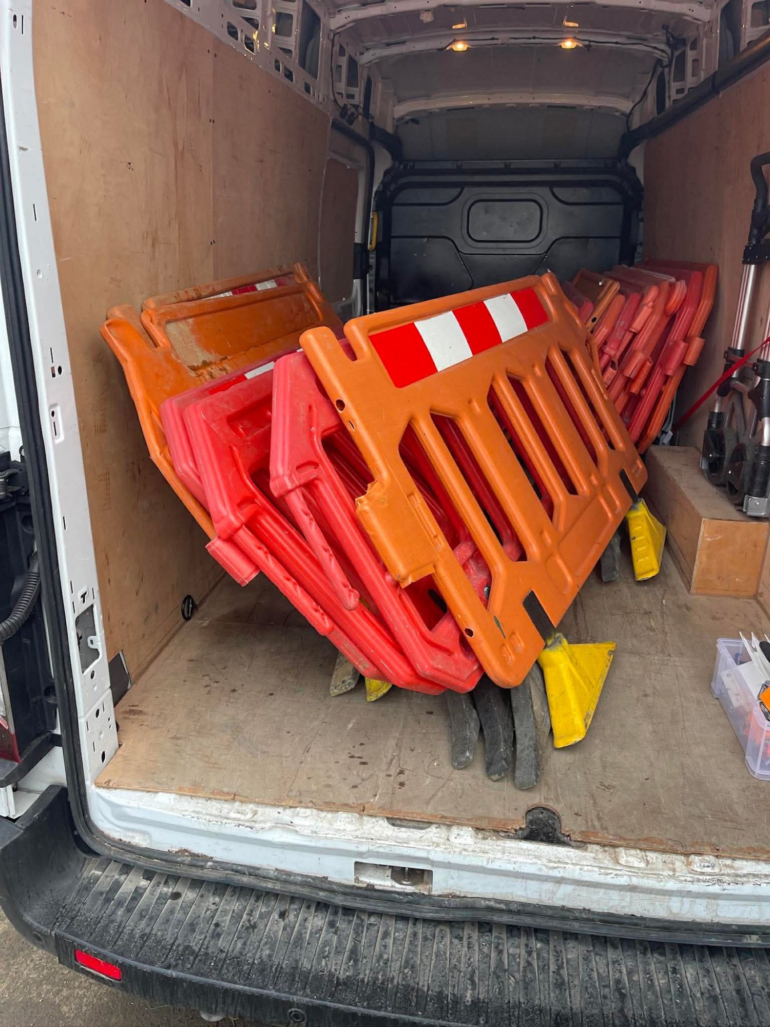 Road barriers in van